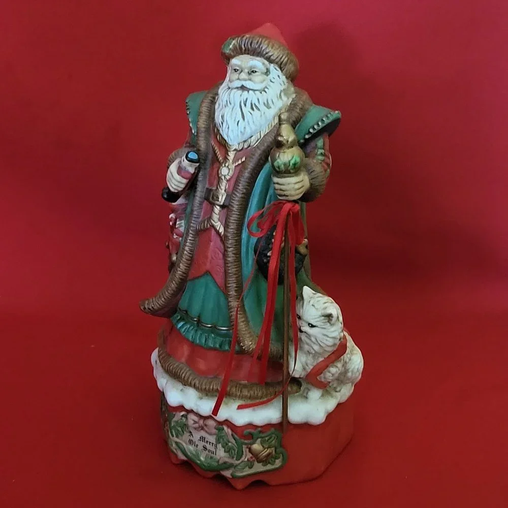 VTG Porcelain Santa Musical Plays Santa Claus Is Coming To Town Merry Ole Soul I